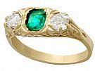 0.44 ct Emerald and 0.42 ct Diamond, 18 ct Yellow Gold Ring - Antique Circa 1910