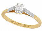 0.35 ct Diamond and 18 ct Yellow Gold Solitaire Ring - Vintage Circa 1950