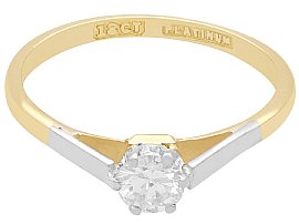 1950s Round Cut Solitaire in Yellow Gold