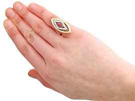 Ruby and Gold Dress Ring Wearing