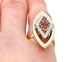 Ruby and Gold Dress Ring Finger Wearing