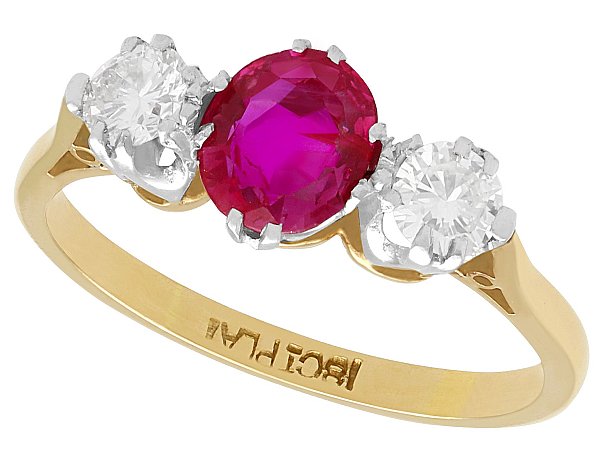 Ruby and Diamond Ring 18ct Yellow Gold