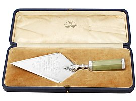 Sterling Silver and Agate Handled Presentation Trowel - Art Deco - Antique George VI; A1350