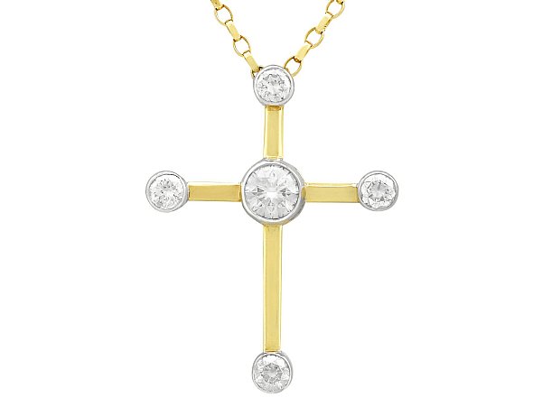 Yellow Gold Diamond Cross Pendant
