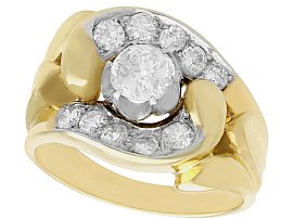2.25ct Diamond and 15ct Yellow Gold Cocktail Ring - Antique Victorian