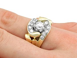 Gold Diamond Cocktail Ring on Hand