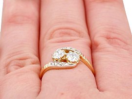 Yellow Gold and Diamond Twist Ring Wearing
