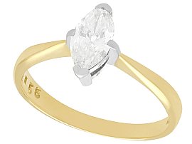 0.56ct Diamond and 18ct Yellow Gold Solitaire Ring - Vintage Circa 1990