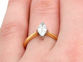 Vintage Marquise Solitaire Ring Wearing 