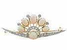 2.28 ct Opal and 0.58 ct Diamond, 9 ct Yellow Gold Brooch - Antique Circa 1910