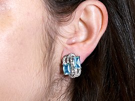 Vintage Aquamarine Earrings Wearing