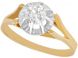 0.49ct Diamond and 18ct Yellow Gold Solitaire Ring - Vintage French Circa 1940