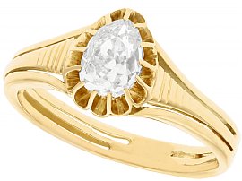 0.98ct Diamond and 15ct Yellow Gold Solitaire Ring - Antique Victorian