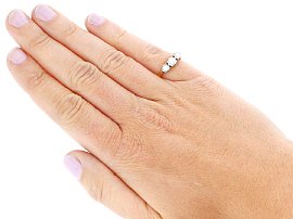 Vintage Three Stone Diamond Ring Wearing