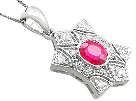 Ruby and Diamond Pendant 18k White Gold for Sale