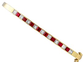 1.25ct Ruby and 1.12ct Diamond Bangle in 18ct Yellow Gold 