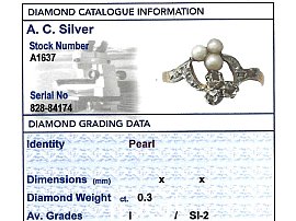 Antique Pearl and Diamond Dress Ring Grading Card
