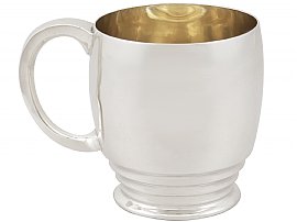 Sterling Silver Christening Mug - Art Deco - Antique Edward VIII; A1678