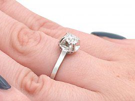 1920s White Gold Diamond Engagement Ring on finger
