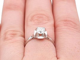 1920s White Gold Diamond Engagement Ring Wearing