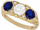 1.32 ct Sapphire  and 0.81 ct Diamond, 15 ct Yellow Gold Dress Ring - Antique and Vintage