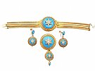 1.82 ct Diamond and Turquoise, 18 ct Yellow Gold Jewellery Set - Antique Early Victorian