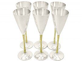Sterling Silver Champagne Flutes Set of Six by Stuart Devlin  - Vintage  Elizabeth II