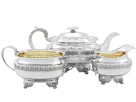 Sterling Silver Three Piece Tea Service by Solomon Royes - Regency Style - Antique George IV