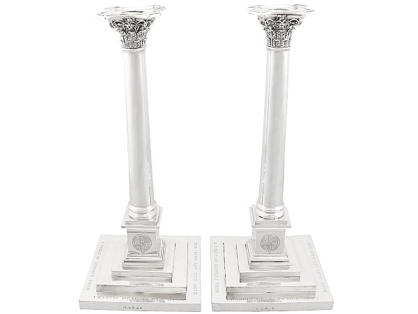 silver column candlesticks