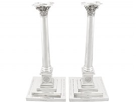 Sterling Silver Column Candlesticks - Antique George III (1803)