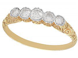 0.42ct Diamond and 14ct Yellow Gold, Five Stone Ring - Antique Circa 1920
