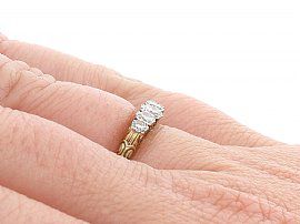 Antique 1920s Five Stone Diamond Ring Wearing Hand