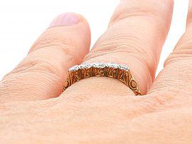 Antique 1920s Five Stone Diamond Ring Wearing Finger