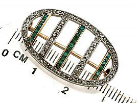 Antique Emerald and Diamond Brooch in Gold Ruler