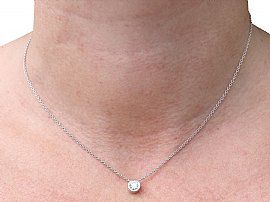 Diamond Solitaire Pendant in White Gold Wearing