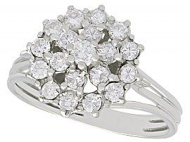 0.75ct Diamond and 18ct White Gold Cluster Ring - Vintage Circa 1960