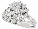 0.75 ct Diamond and 18 ct White Gold Cluster Ring - Vintage Circa 1960