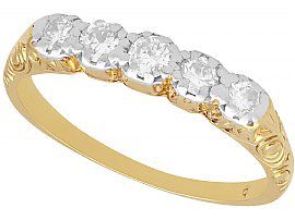 0.30 ct Diamond and 14 ct Yellow Gold, Five Stone Ring - Antique Circa 1920