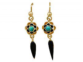 Antique Turquoise Earrings in Gold