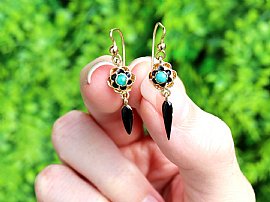 Antique Turquoise Earrings in Gold