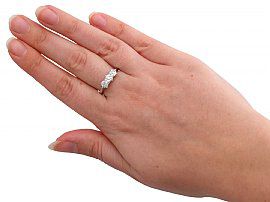 Wearing platinum three stone ring
