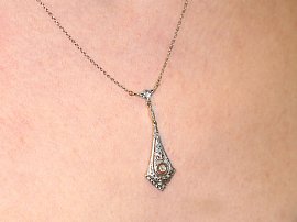 Art Deco Diamond Necklace Neck Wearing