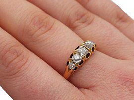 Victorian Diamond Ring in 18ct Yellow Gold Wearing Hand