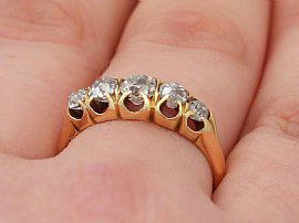 Victorian Diamond Ring in 18ct Yellow Gold Wearing Finger