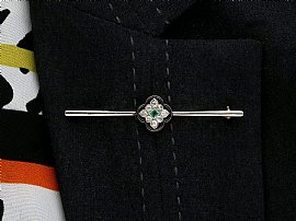 Antique Diamond and Emerald Bar Brooch Wearing