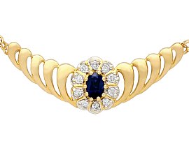 0.36ct Sapphire and 0.45ct Diamond, 18ct Yellow Gold Necklace - Contemporary Circa 2000