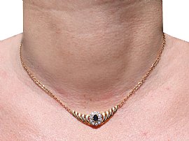 Unusual Sapphire and Diamond Necklace Wearing