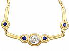 0.15 ct Diamond and 0.10 ct Sapphire, 18 ct Yellow Gold Necklace - Contemporary Circa 2000