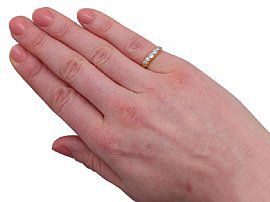Antique Yellow Gold Five Stone Diamond Ring Wearing 