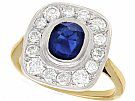 1.02 ct Sapphire and 1.13 ct Diamond, 18 ct Yellow Gold Dress Ring - Vintage French